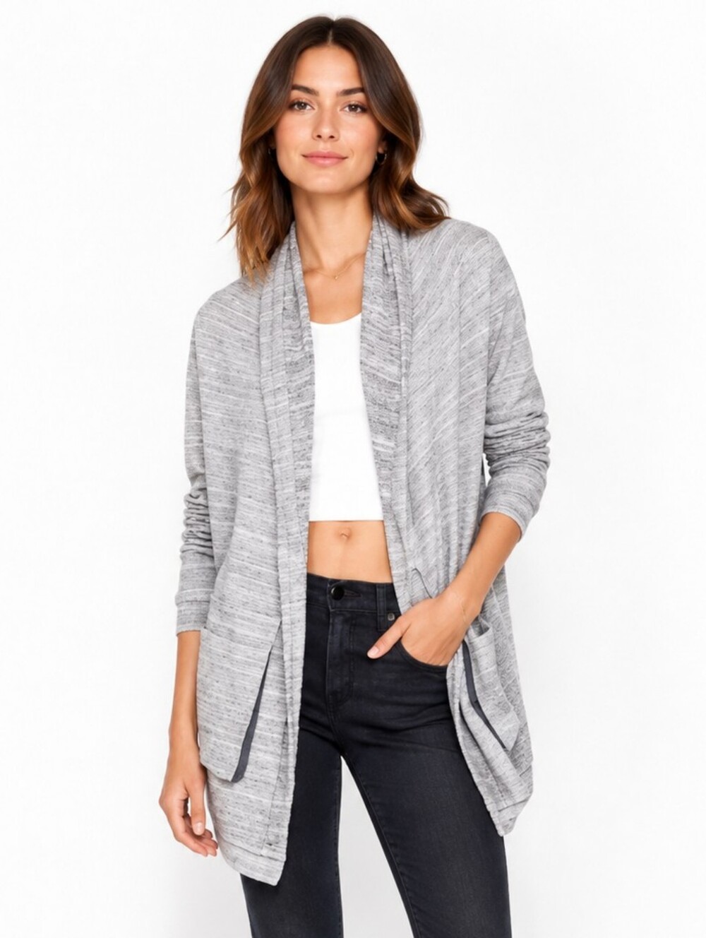 Aritzia Wilfred Free Rousseau Gray Long Cardigan Sweater jacket